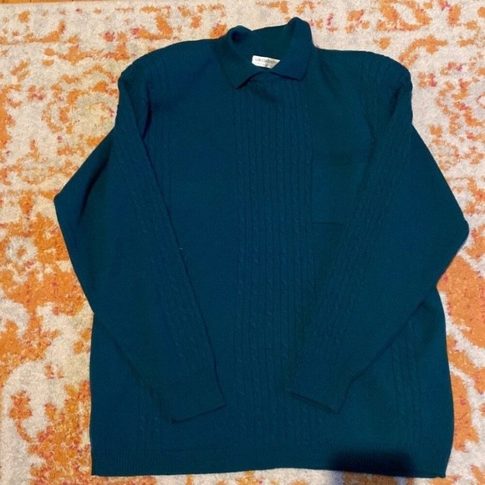 Liz Claiborne Teal Cable Knit Crew Neck Sweater